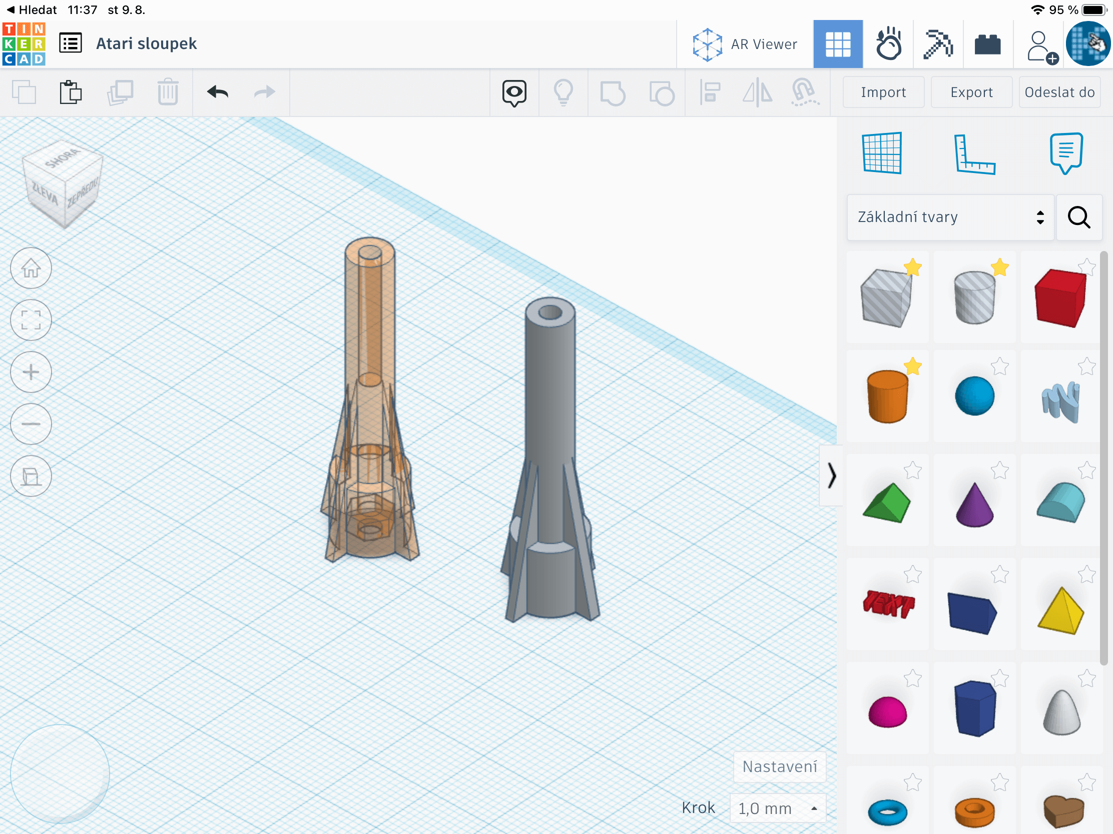 Sloupek v TinkerCAD